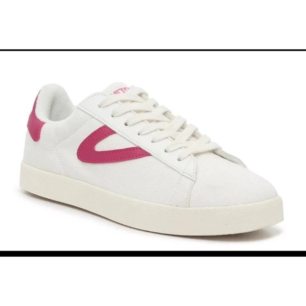 Tretorn Blucher Canvas Eco Ortholite sneaker, white/magenta, $80, Retro Look 8M - Picture 2 of 14